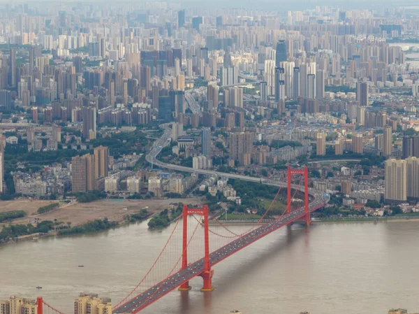 Wuhan Yingwuzhou Yangtze River Bridge Aerial Scenery Scenery — Stock Photo, Image