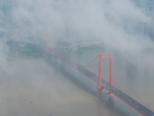 Wuhan Yingwuzhou Yangtze Río Puente Paisaje Aéreo —  Fotos de Stock
