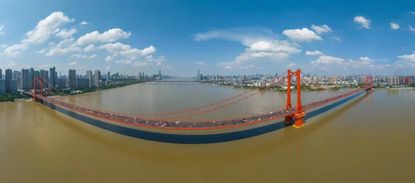 Wuhan Yingwuzhou Yangtze River Bridge Aerial Scenery Scenery — ストック写真