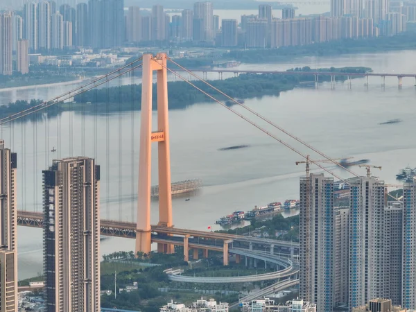 Wuhan Yangsigang Yangtze River Bridge Aerospace Scenery — Stock Photo, Image