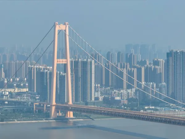 Wuhan Yangsigang Yangtze River Bridge Aerospace Scenery — Stock Photo, Image