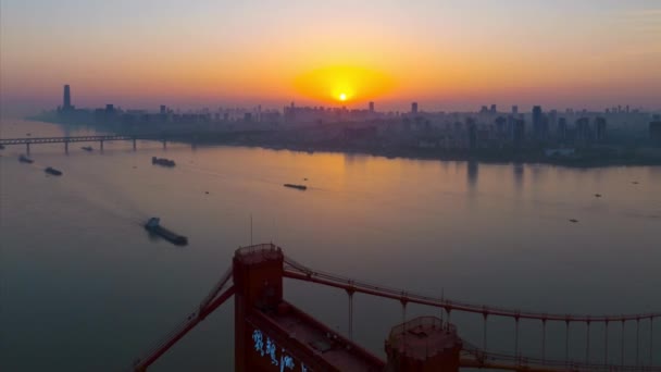 Wuhan Summer City Skyline Sunrise Scenery — Stock videók