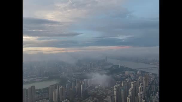 Aerial Photography Scenery Wuhan City Skyline Summer — Vídeos de Stock