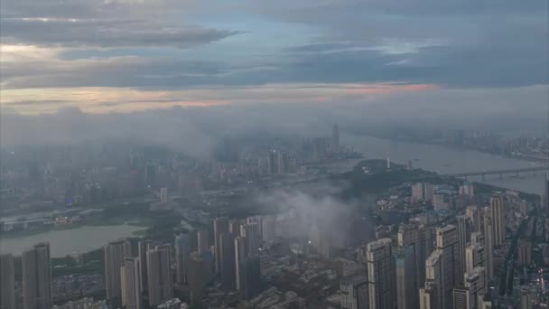 Aerial Photography Scenery Wuhan City Skyline Summer — Stockvideo