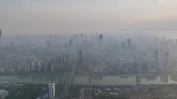 Aerial Photography Scenery Wuhan City Skyline Summer — Wideo stockowe