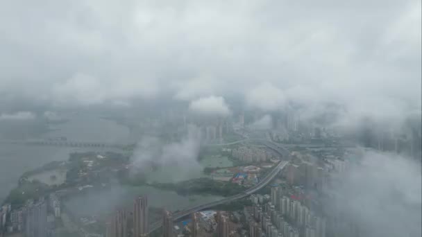 Aerial Photography Scenery Wuhan City Skyline Summer — Wideo stockowe