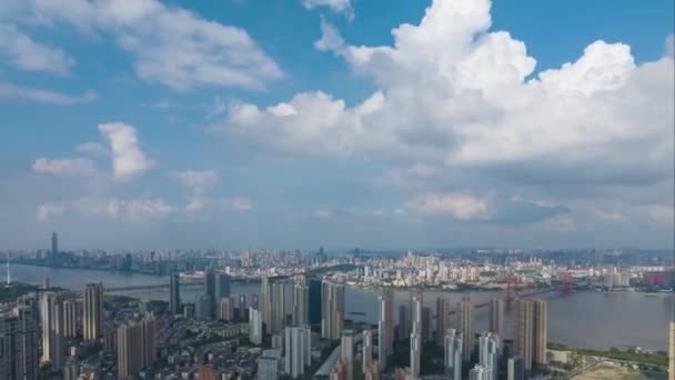 Aerial Photography Scenery Wuhan City Skyline Summer — Stok Video