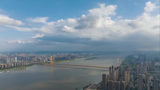 Aerial Photography Scenery Wuhan City Skyline Summer — Vídeo de stock