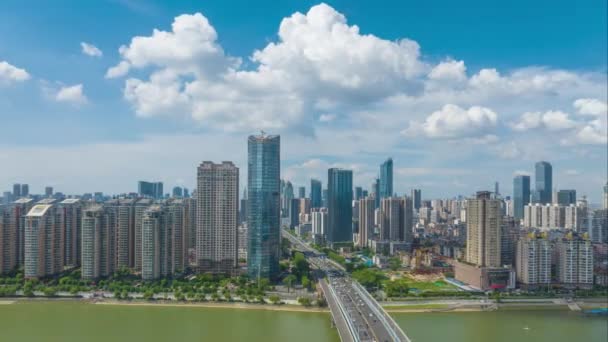 Aerial Photography Scenery Wuhan City Skyline Summer — Vídeo de stock