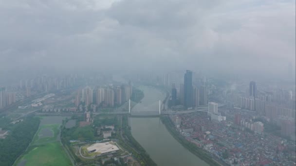 Aerial Photography Scenery Wuhan City Skyline Summer — Αρχείο Βίντεο