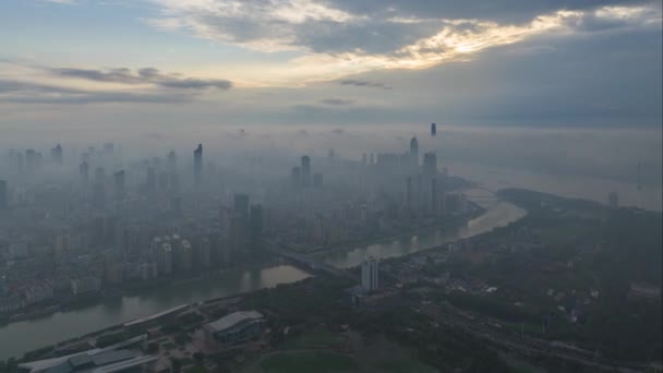 Aerial Photography Scenery Wuhan City Skyline Summer — Wideo stockowe