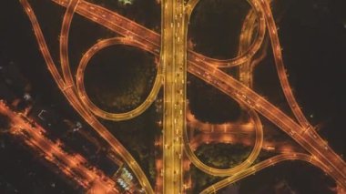 Wuhan city skyline night aerial photography scenery