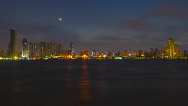 Wuhan City Skyline Night Aerial Photography Scenery — Αρχείο Βίντεο