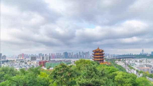 Time Lapse Photography Scenery Yellow Crane Tower Scenic Area Wuhan — Vídeos de Stock