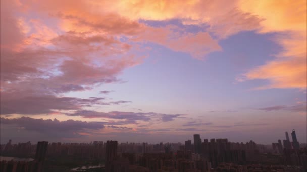 Wuhan Letní Město Panorama Západ Slunce Scenérie — Stock video