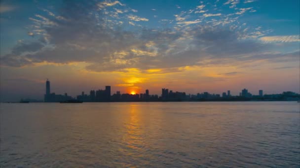 Wuhan Summer City Skyline Sunset Scenery — Stok Video