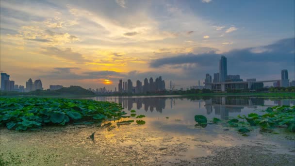 Wuhan Summer City Skyline Sunset Scenery — Vídeo de Stock