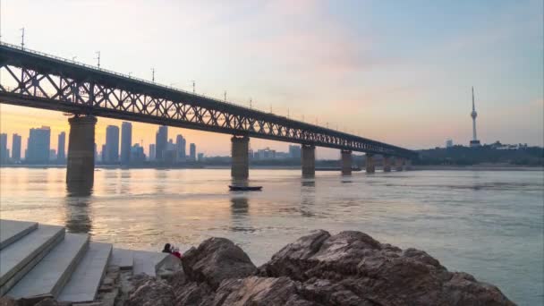 Wuhan Summer City Skyline Sunset Scenery — Αρχείο Βίντεο