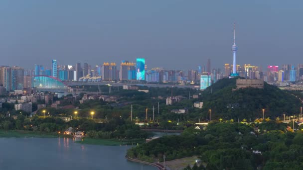 Wuhan City Skyline Night Scenery — Vídeo de stock