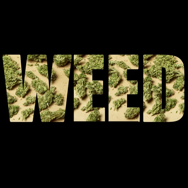 Unkraut, Text und Bild von medizinischem Marihuana — Stockfoto