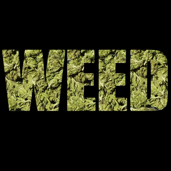 Onkruid, medische marihuana tekst en afbeelding — Stockfoto