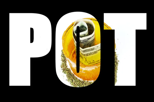 Headline Marijuana, Teks dan Gambar, Pot — Stok Foto