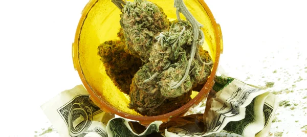 Marijuana e Cannabis, fundo branco — Fotografia de Stock