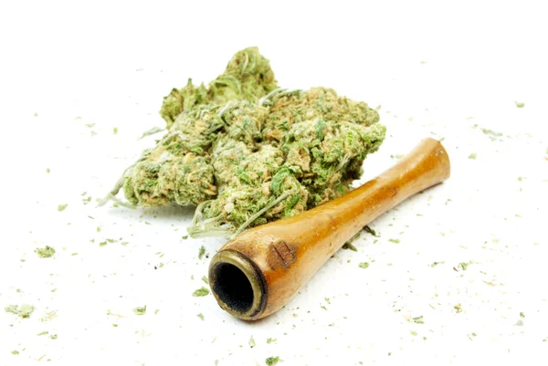 Marijuana e Cannabis, sfondo bianco — Foto Stock