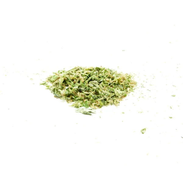 Marihuana i konopi, białe tło — Zdjęcie stockowe