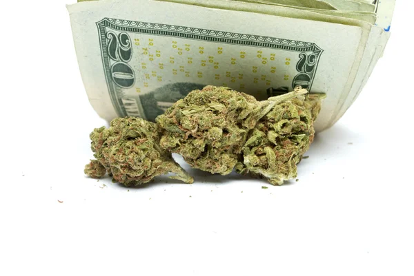 Marihuana og penger – stockfoto