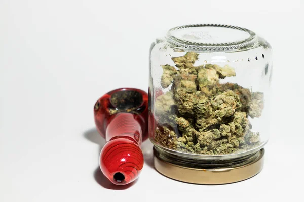 Marijuana Glass Pipe White Background — Stock Photo, Image