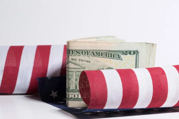 Dólares Americanos Billetes Dólar Sobre Fondo Blanco —  Fotos de Stock