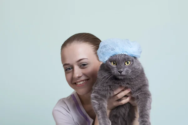 Γάτα στο καπέλο — Φωτογραφία Αρχείου