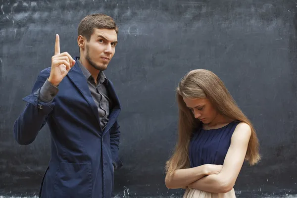 Teacher scolds student — Stock Photo, Image