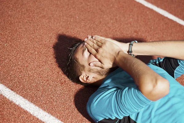 Sportler nach dem Zieleinlauf — Stockfoto