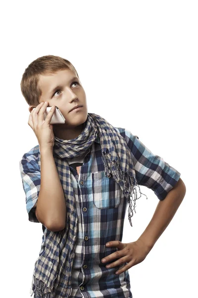 Chłopiec rozmawiający przez telefon — Zdjęcie stockowe