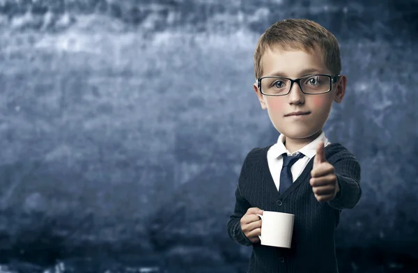 Boy at a school board caricature — Stock Photo, Image