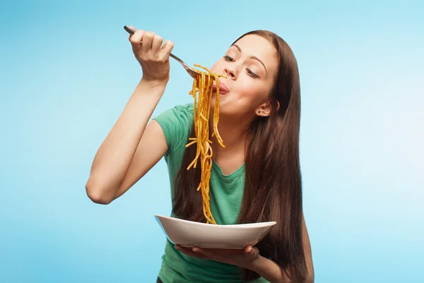 Menina com muita fome — Fotografia de Stock