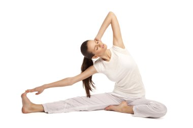 genç güzel yoga studio background24 üzerinde poz