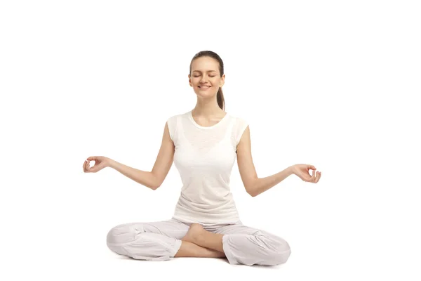 Young beautiful yoga posing on a studio background11 — Stock Photo, Image