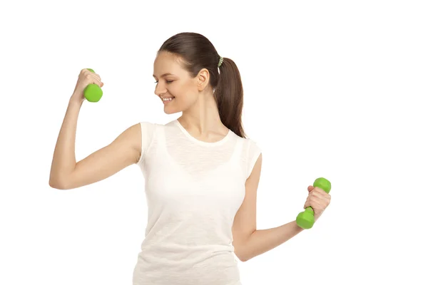 Lady doing aerobic exercise with dumbbells36 — Stock Photo, Image