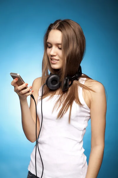 Vacker flicka med headphones20 — Stockfoto