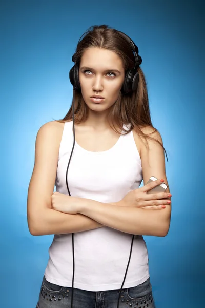 Vacker flicka med headphones37 — Stockfoto