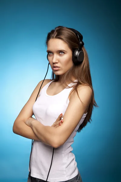 Vacker flicka med headphones38 — Stockfoto