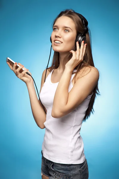 Krásná dívka s headphones45 — Stock fotografie