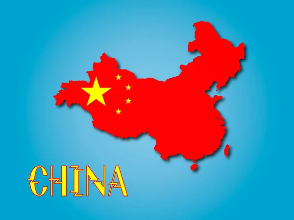 中国国旗和地图 — 图库矢量图片