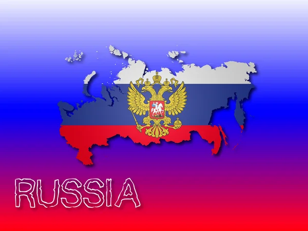 Bandera y mapa de Rusia — Vector de stock