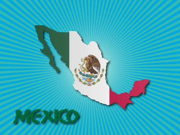 Флаг Мексики и карта — стоковый вектор