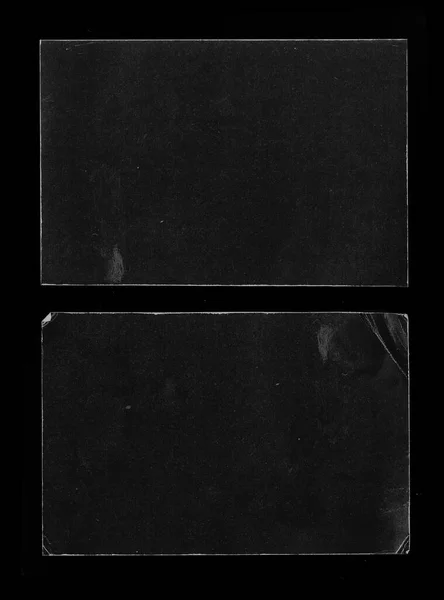 Velho Preto Vazio Envelhecido Papel Cartão Danificado Foto Cartão Isolado — Fotografia de Stock