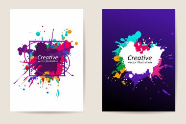 Renkli yaratıcı lekeler, soyut tasarım arkaplan vektör illüstrasyon kartpostalı.